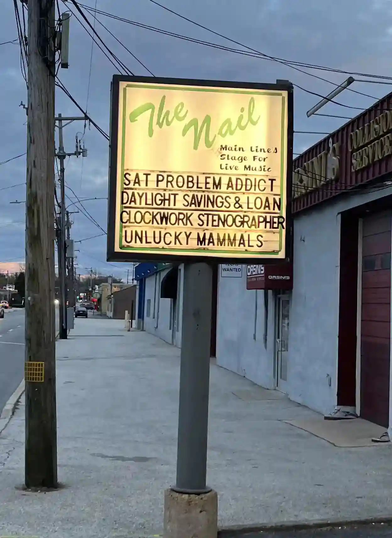 The marquee oustide of the Rusty Nail